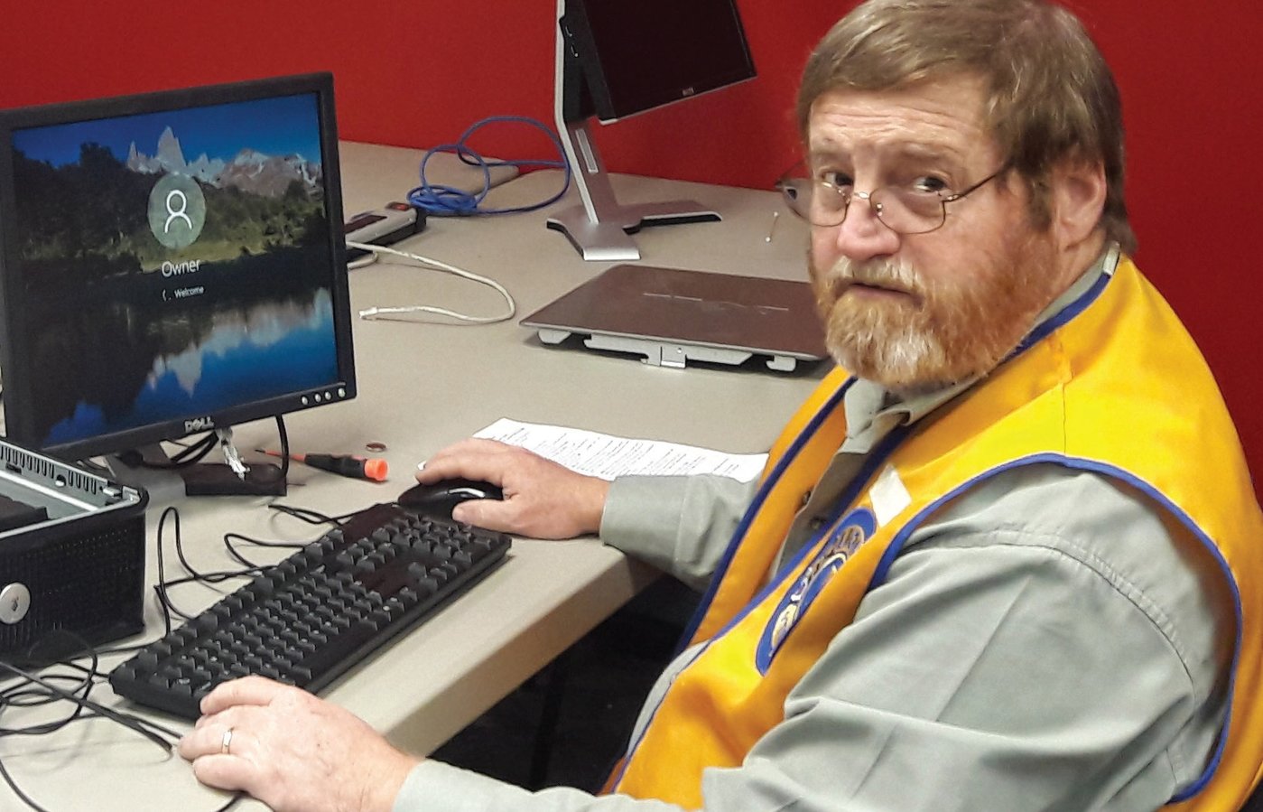 PDG Tom Hayford, a Lewisville Texas Lion, is a loyal CFTB volunteer, refurbishing computers after work twice a week.