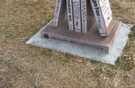 Orchard Mesa Lions commissioned the memorial for Mark, showcasing his favorite books, which he would read during lunch under a tree.
