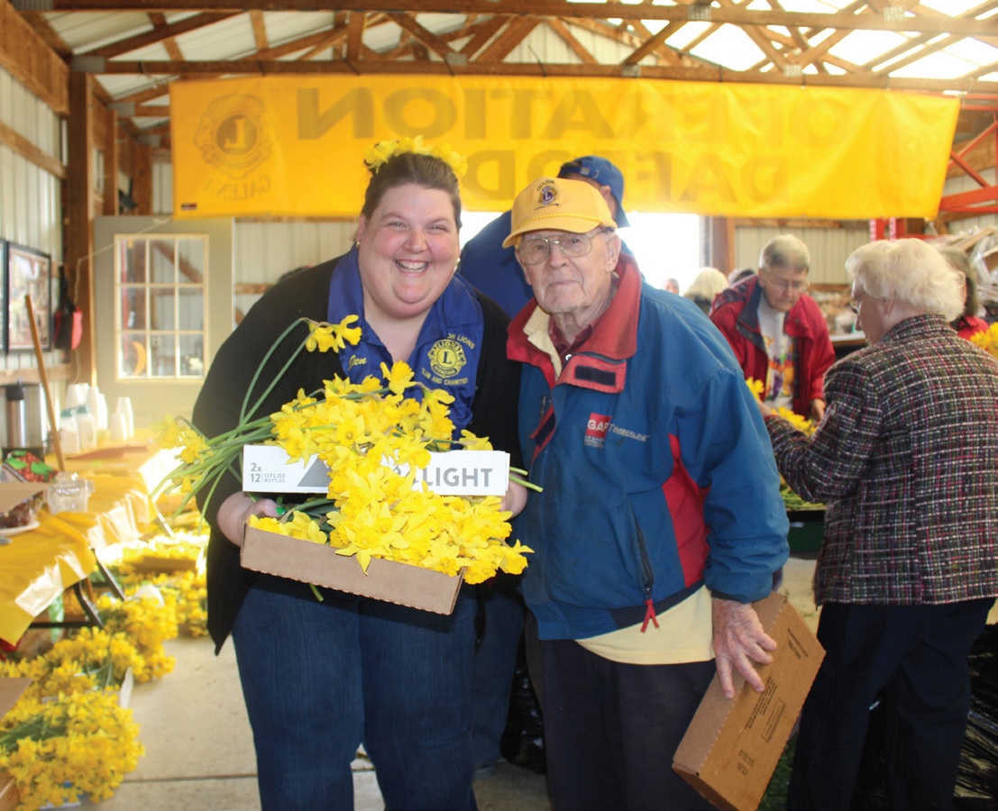 Lions Jen Haley and Jack Miller on Daffodil Day.