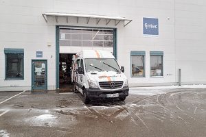 Van waits in the snow